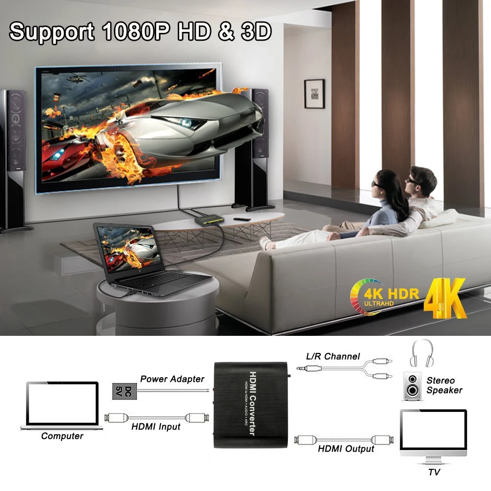 HDMI 2,0 аудио экстрактор 5,1 ARC 4K 60Hz HD HDMI конвертер аудио независимый выход стерео оптический TOSLINK SPDIF для PS4 динамик