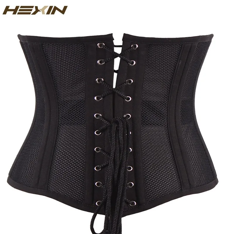HEXIN 24 стальной корсет с косточками короткие дышащие сетки Талии Тренажер Cincher Underbust готические корсеты и бюстье Плюс Размер 6XL