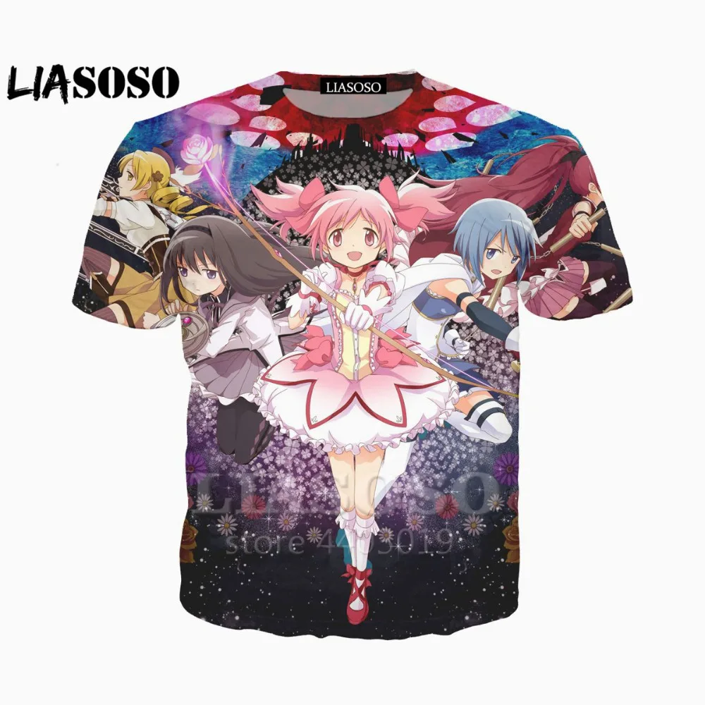 Liaseo 3D печать для женщин и мужчин аниме Puella Magi Madoka Magica Kawaii футболка Летняя женская