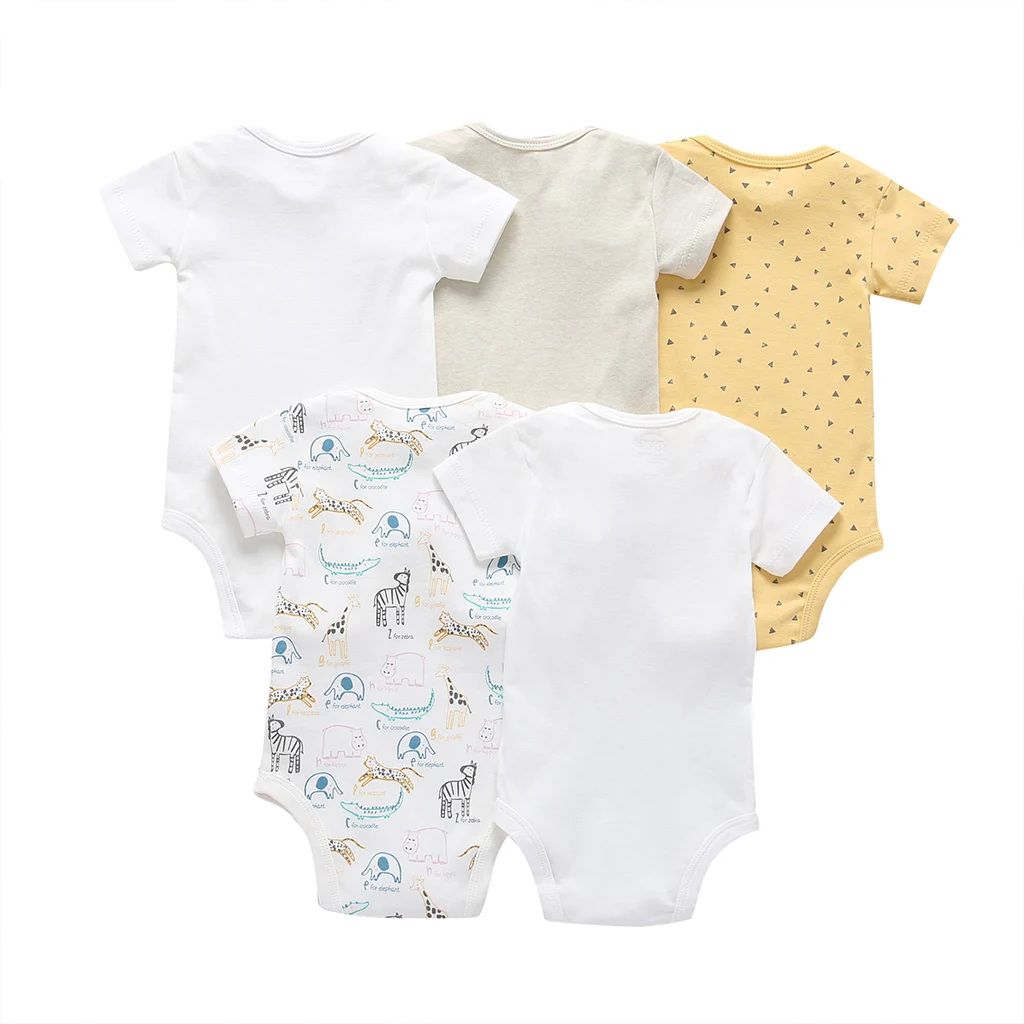 Боди для маленьких мальчиков хлопковое с коротким рукавом и принтом животных