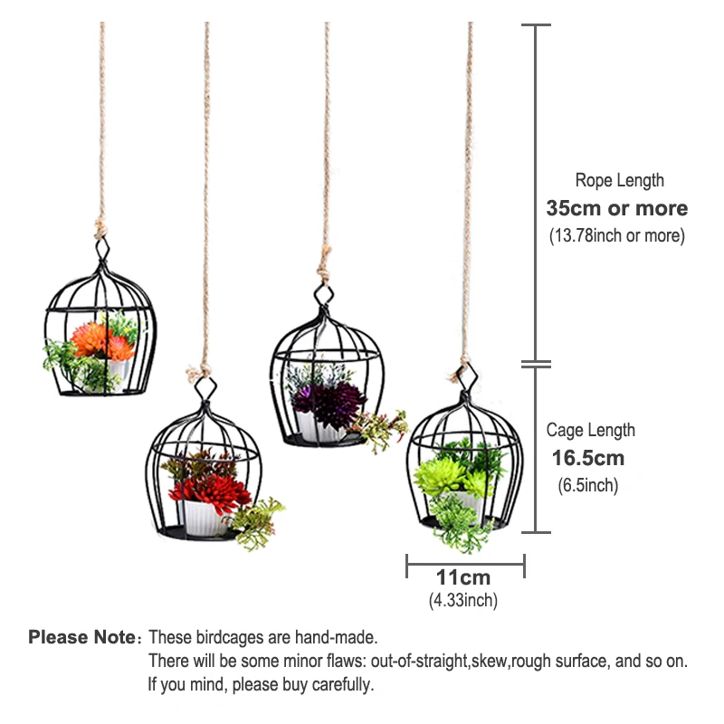 4 комплекта искусственных суккулентов настенная черная железная клетка Ваза