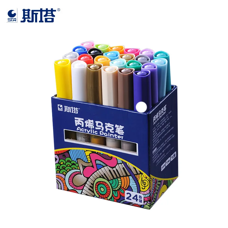 

12/24 Colors Waterproof Acrylic Paint Marker Water-Based Paint Markers Drawing DIY Permanent Art Markers Sketch Craft Scrapbook