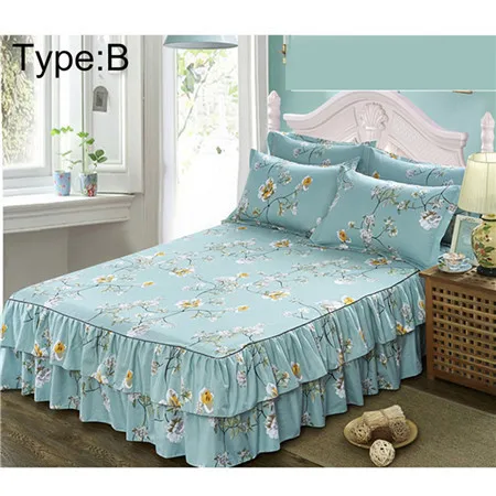 1 bed skirt B Высокое качество новое шлифовальное покрывало Королевское кровать юбка утолщенная Встроенная простыня одна двуспальная кровать Пыль рюшами 43 - Цвет: 1 bed skirt B