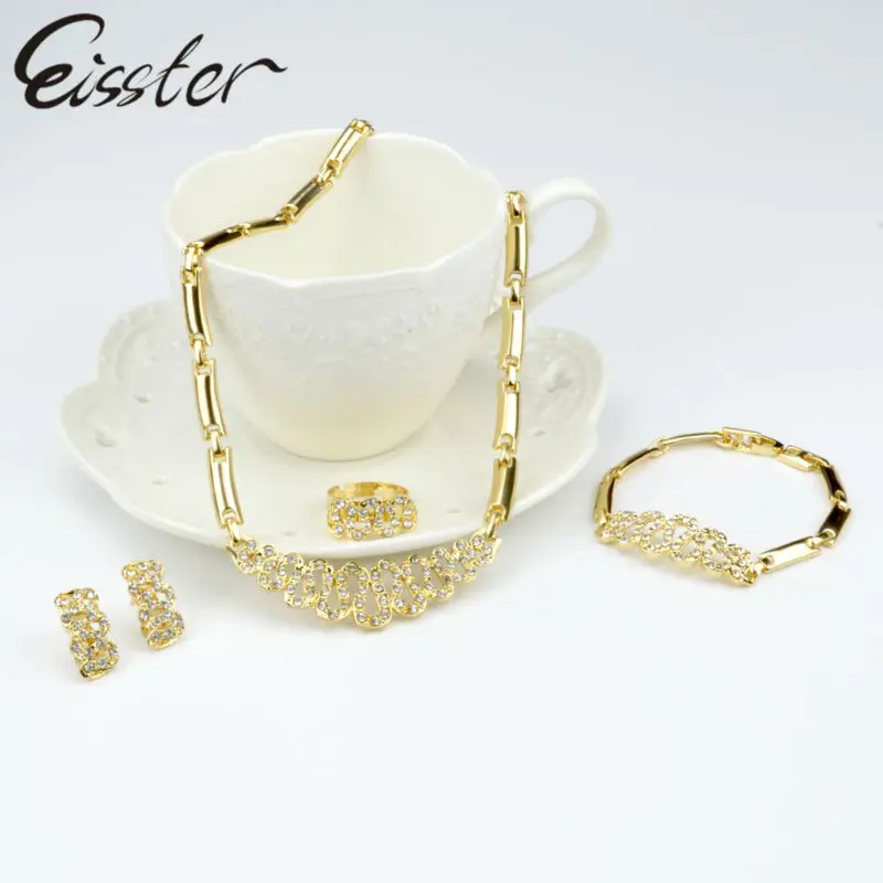 Eisster Women's African Beads Jewelry Sets Women Wedding Set 2017 New Ethiopian Gold Color Crystal Bridal Sieraden | Украшения и