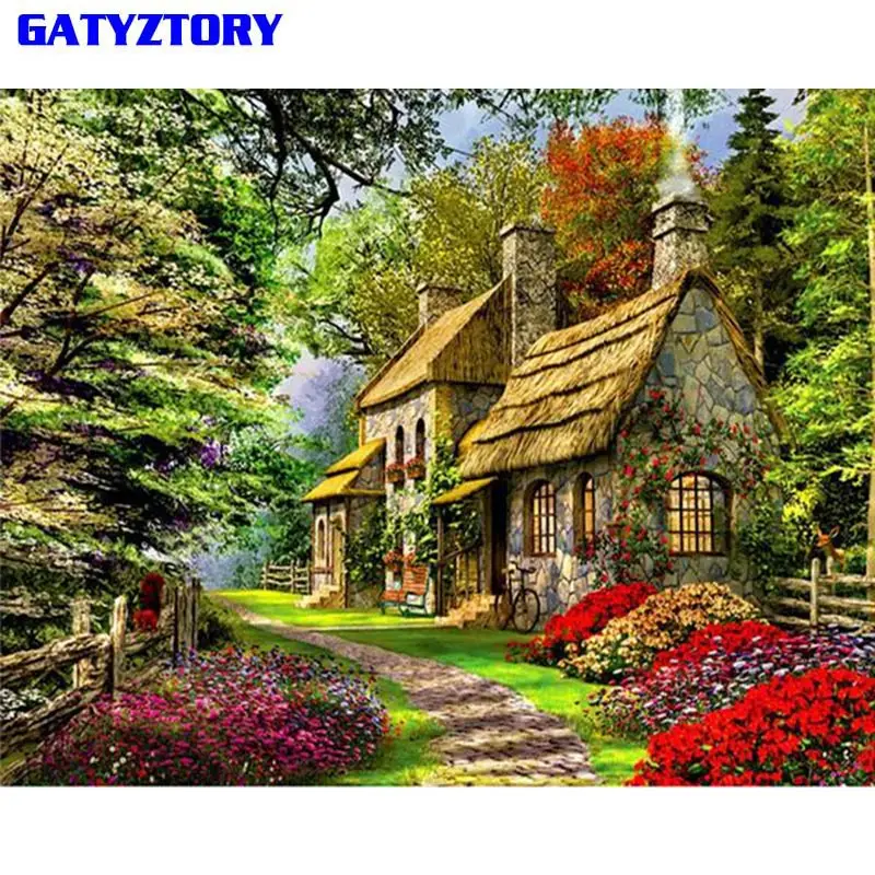 4 GATYZTORY рамка абстрактные деревья Сделай Сам картина по номерам пейзаж Ручная роспись маслом Современная Настенная живопись Домашний декор уникальный подарок - Цвет: 4