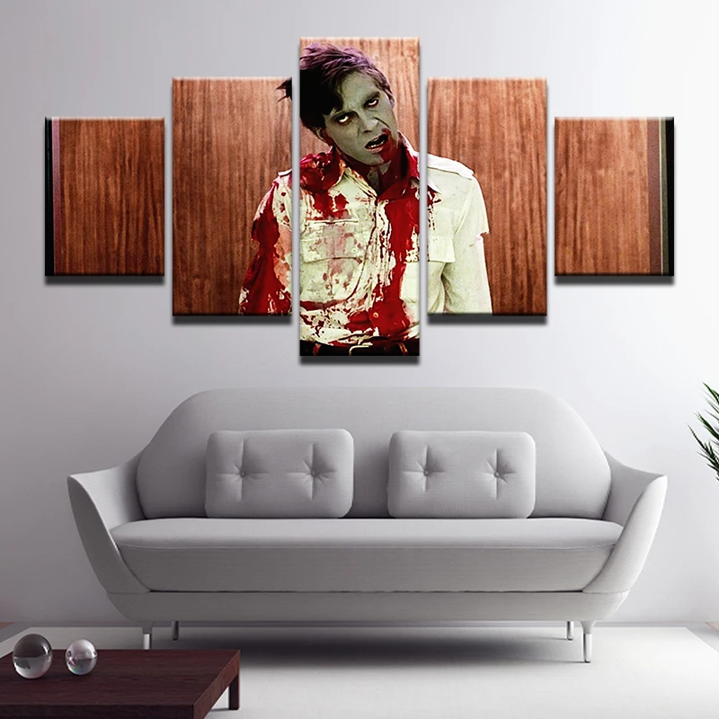 Картина на холсте с изображением персонажа из фильма Зомби 5 панелей настенная