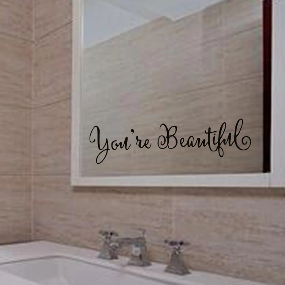 1 Набор наклеек на стену с надписью "You're Beautiful" для гостиной, резьба на стену, наклейка, зеркальный декор, домашний декор для окна