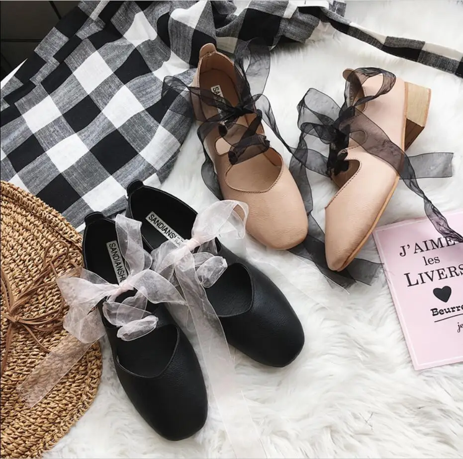 XWWDVV Female spring 2018 new Mori women's shoes with shallow mouth single tied ballet | Обувь