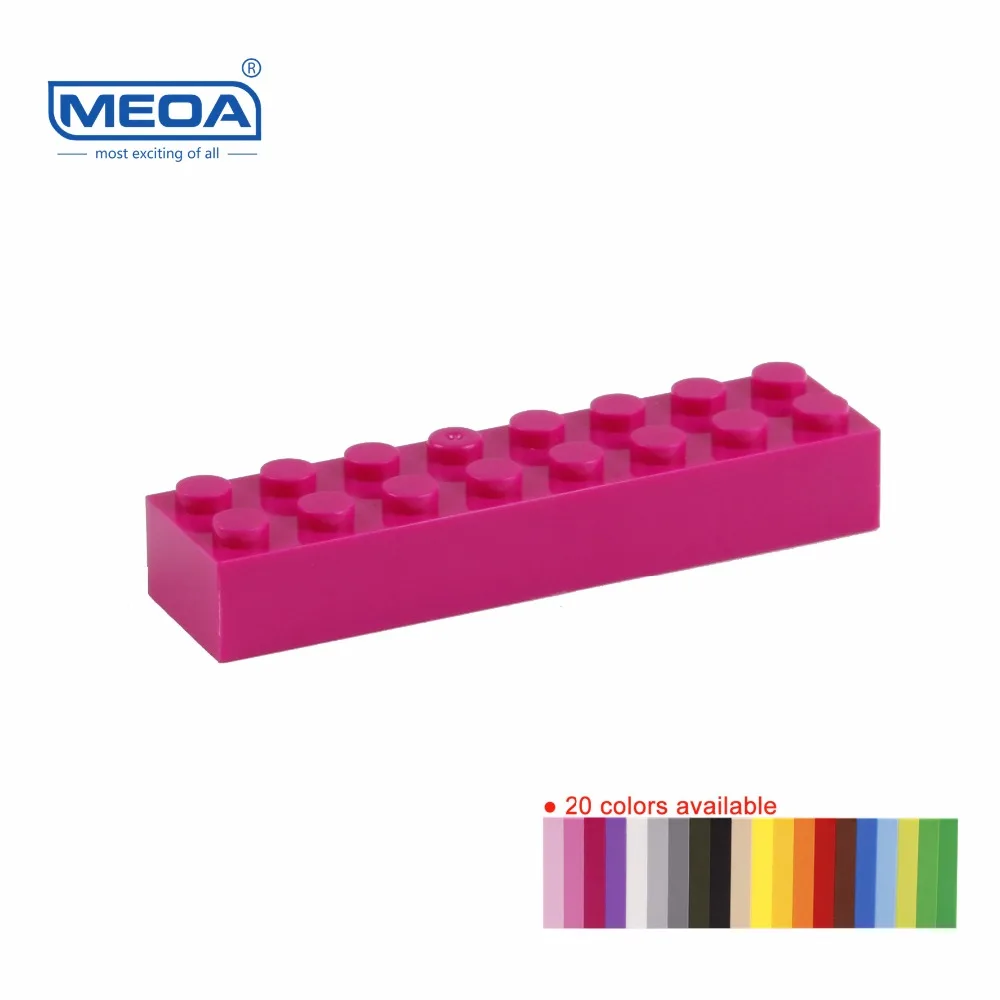 

100g=20pcs MEOA 2*8 Higher Brick 16 Dots Small Building Blocks Spare Parts 100% Compatible Logce Assemble Toy for Adult Children