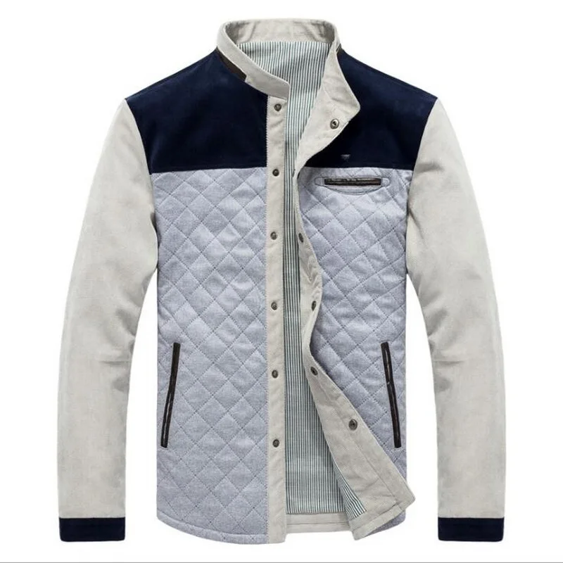 Corduroy Jacket Winter Coat Casual Male Warm Padded Cotton Jacket Casual Baseball Jacket Colorblock Corduroy Jacket