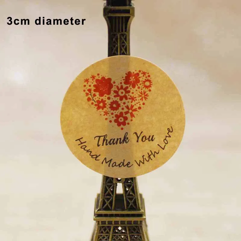 3 8 см диаметр круглый белый/крафт самоклеящиеся благодарим вас наклейки этикетки