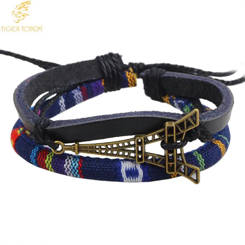 Тигр Тотем ювелирные изделия шарма браслет Винтаж Многослойные башня дизайн