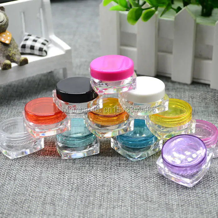 

3G Plastic Jar Square Bottom, Cosmetic Cream Packaging Box, Cream Sample Packing Jar, 50 Pieces/Lot