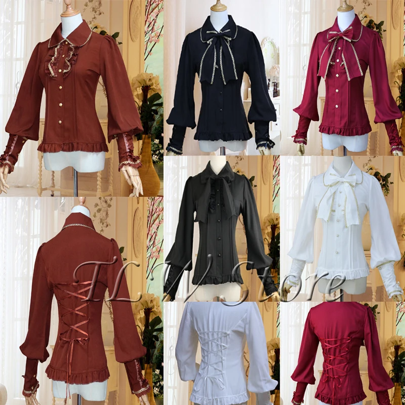 Готическая винтажная шифоновая кружевная блузка в стиле &quotЛолита&quot женская