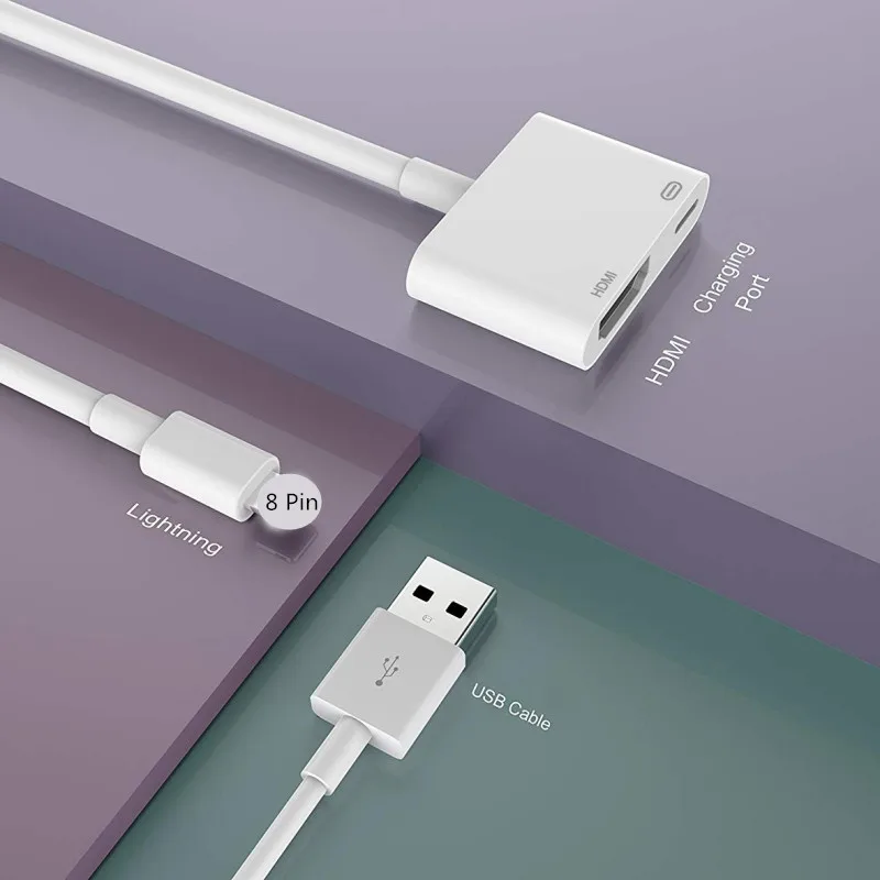 Для iPad Air to HDMI адаптер для Lightning Digital AV 4K USB кабель Разъем 1080P HD адаптеры iphone X XS 8 7 6
