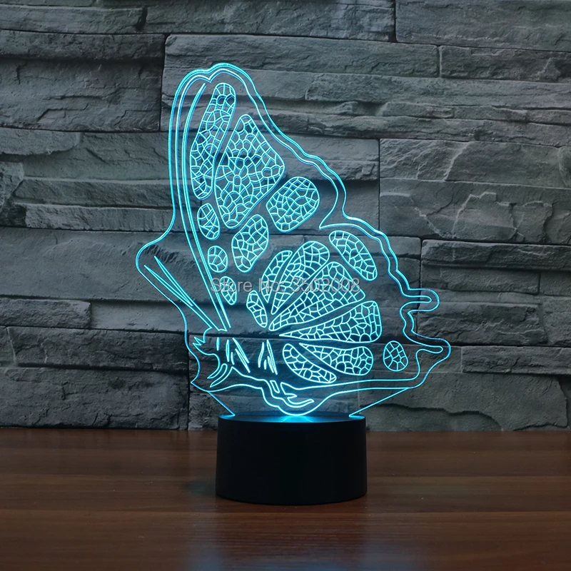 Мультфильм красивый 3D Бабочка Дизайн ночника 7 меняющихся цветов LED usb свет как