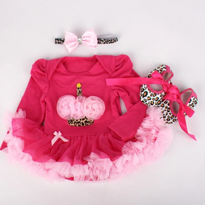 Комплект из 3 предметов кружевной комбинезон персикового цвета на день рождения