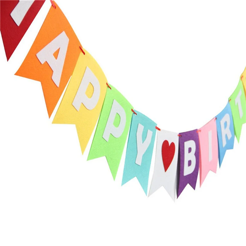 Декоративное знаменце "С Днем Рождения" из нетканого материала для самостоятельной сборки для детской вечеринки, висячее, мальчики, девочки, детский душ, подарки, праздничные принадлежности.