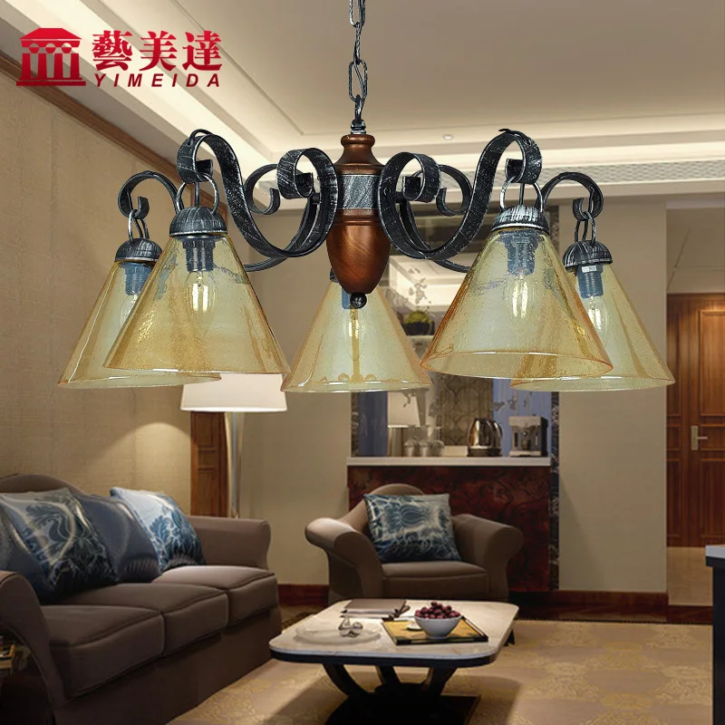 Arts Mita Continental Cafe Retro pastoral living room chandelier decorative light fixtures American Iron minimalist restaurant|restaurant equi|light
