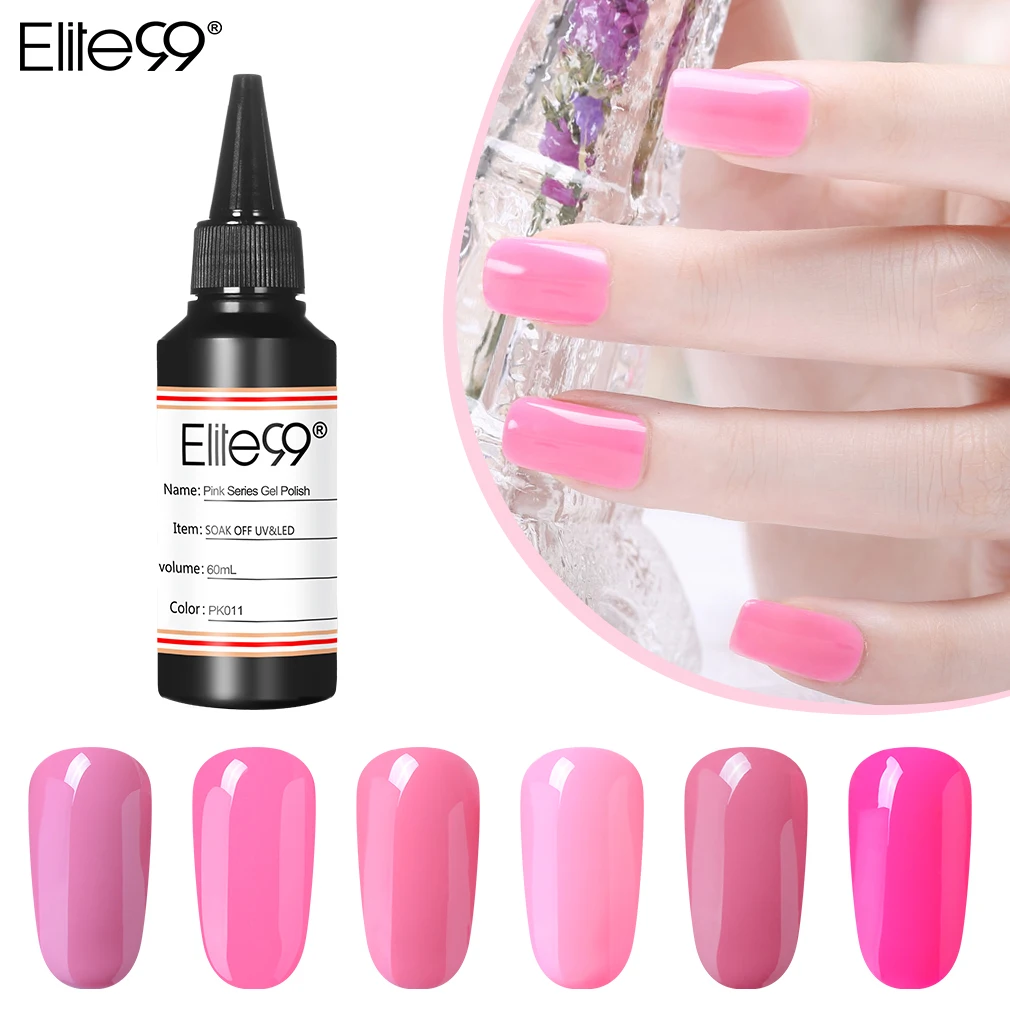 

Elite99 60ML Pink Color Gel Nail Polish Pure Color Nail Gel Polish Translucent Jelly Gel Lacquer Soak Off Nail Art Varnish