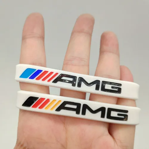 2 шт., силиконовый браслет AMG для мужчин и женщин, резиновый браслет на запястье, браслет для Mercedes Benz Club Fans, повязка на руку, Pulsera Pulseira - Окраска металла: 17