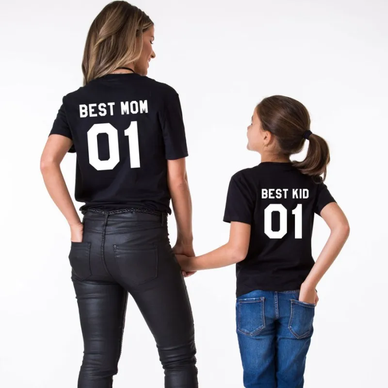 Одинаковые футболки для всей семьи лучшая мама лучший ребенок принт большие