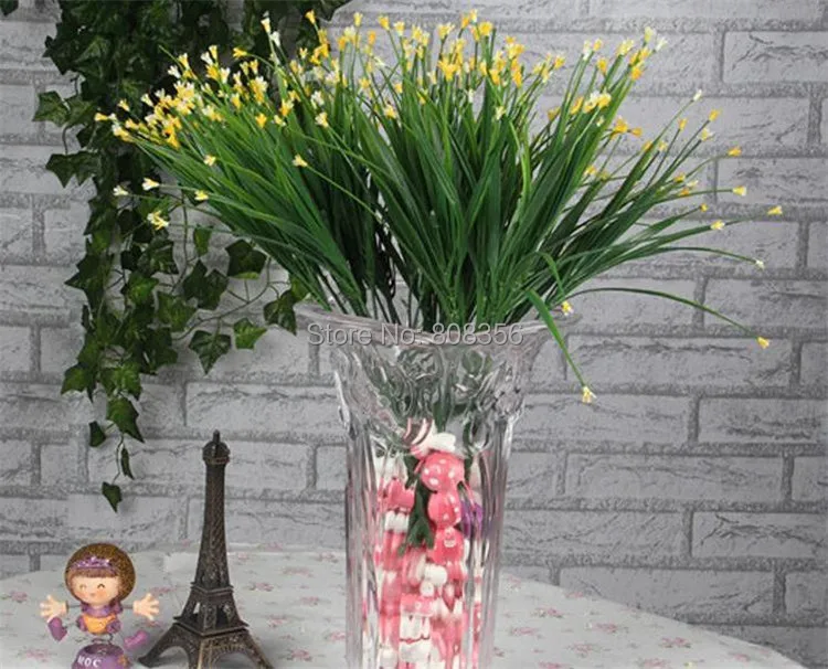 one Plastic Plant 35cm/13.78&quot White/Purple/Yellow/Red Artificial Spring Grass Small Flower for Wedding Flowers | Дом и сад