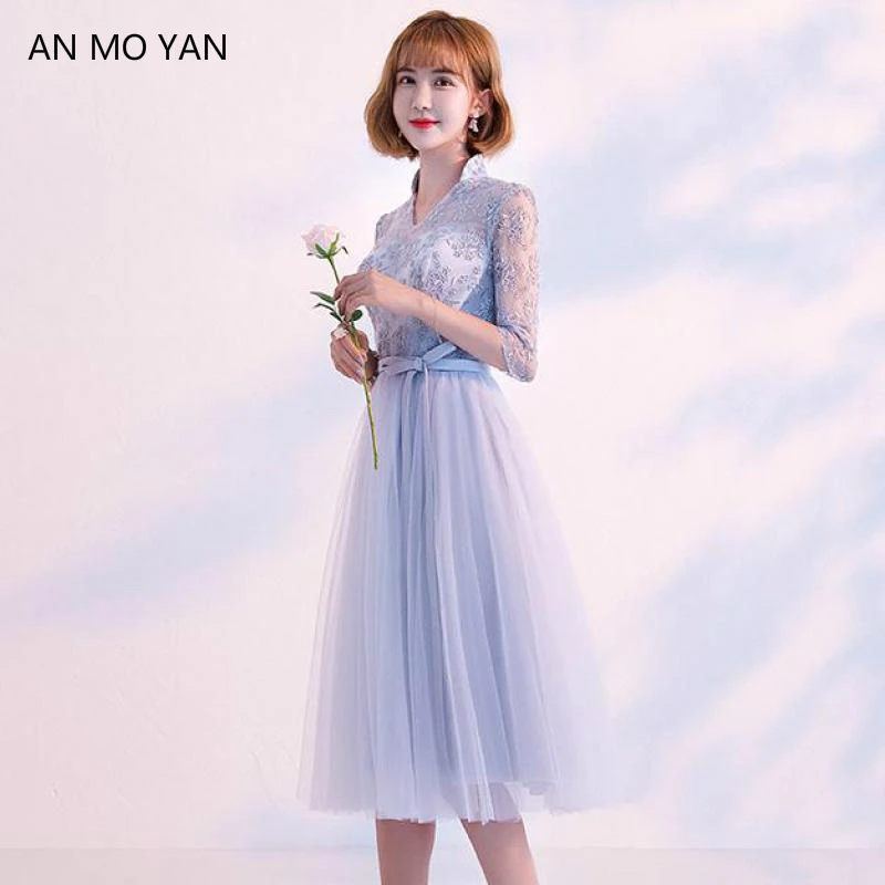 Spring Sexy Slash Neck Women's Dress AN MO YAN High Quality Waist Slim Lace Openwork Harajuku Temperament Party Clothing | Женская