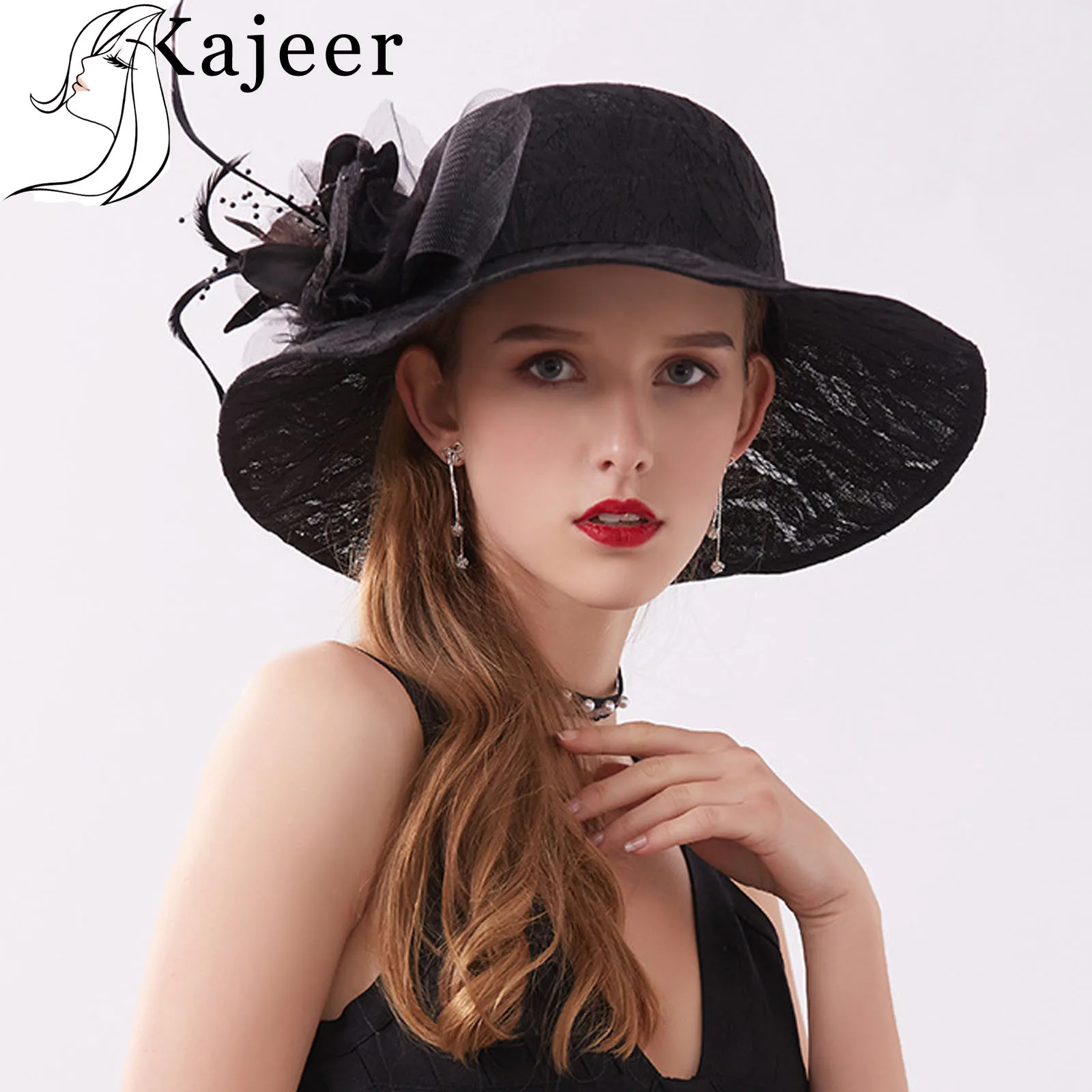 Kajeer элегантные женские цветочные солнцезащитные большой край шляпы церковные шапки женские шапки летняя Складная воздухопроницаемая Кепка для девочек