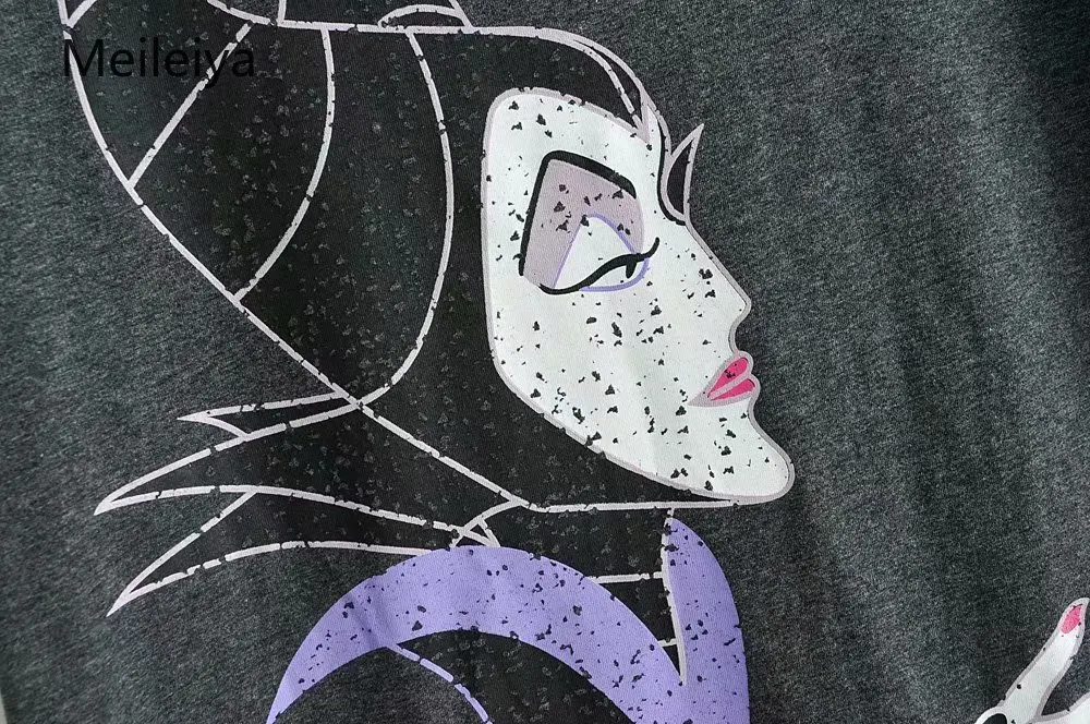 Летние топы с принтом Maleficent и круглым вырезом, женские футболки с коротким рукавом, свободные женские футболки
