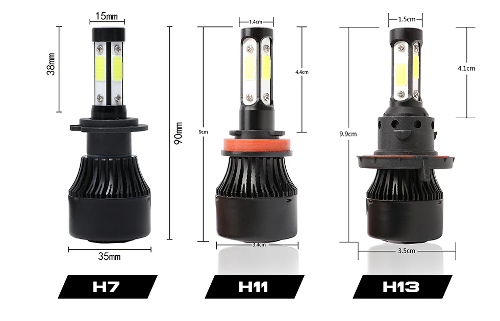 X7 4 стороны COB 100W 10000LM Автомобильный светодиодный фары для H4 H7 H11 H13 9004 9005 9006 5202 чипы авто светодиодный лампы 12v 6500 к налобный фонарь красный