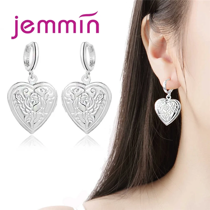 

New Arrival Elegantment Style Heart Exquisite Flower Design 925 Sterling Silver Earring Jewerly Girls Anniversary Gift