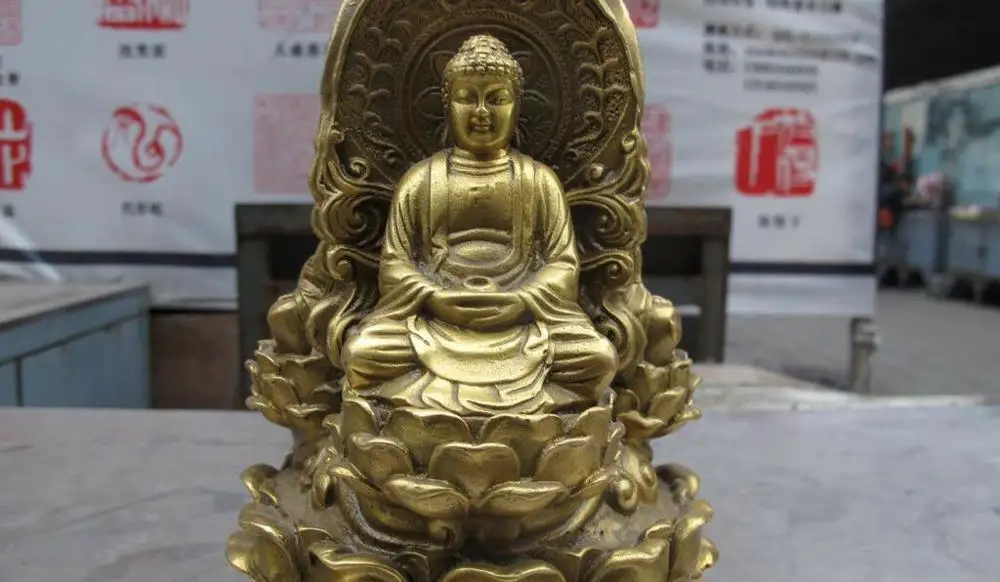 Tibet Buddhism Pure Brass Sakyamuni Ksitigarbha Kwan-Yin Buddha three statue | Дом и сад