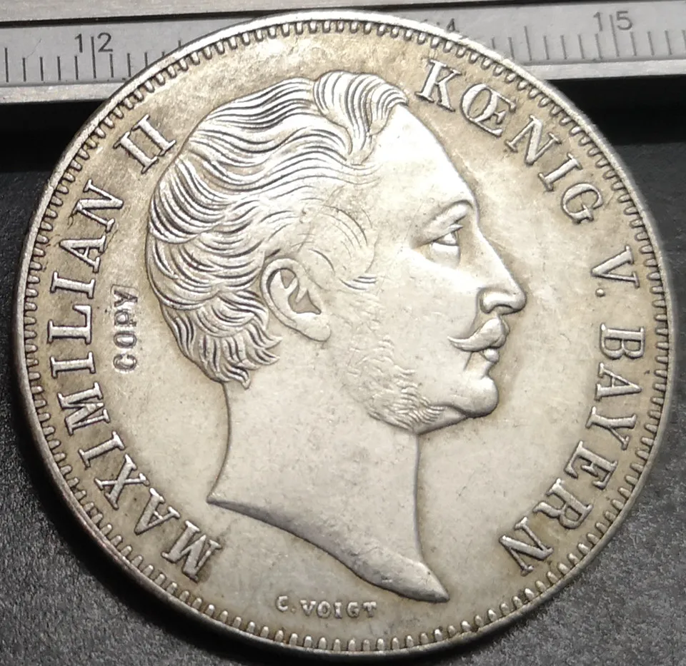 

1855 королевство бавария 2 гульден-максимилиан II колонна мадонны посеребренная копия редкая монета