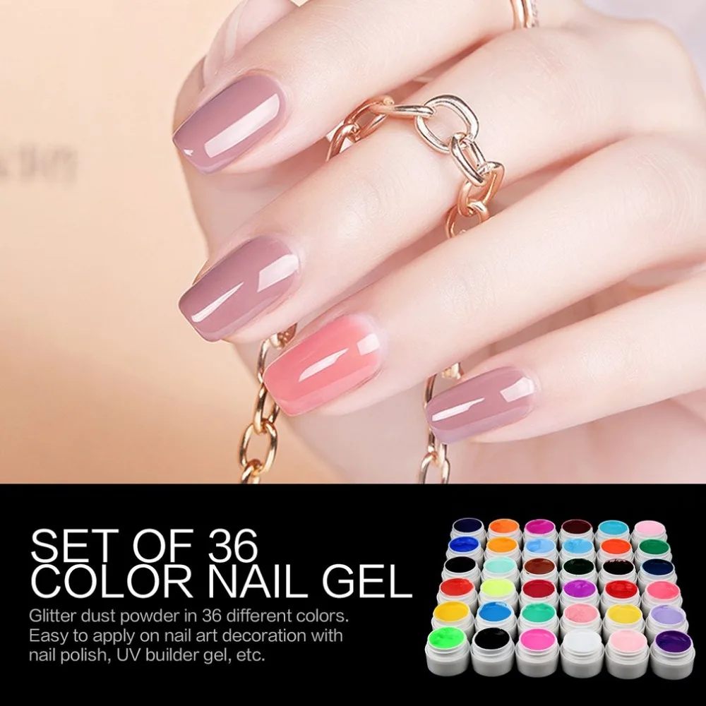 Для полировки ногтей 36 смешанных цветов Горшки Чистый скульптурный УФ гель