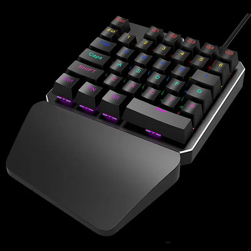HXSJ J100 игровая мышь Проводная 35 клавиш мышь для ноутбуков 7 подсветка зеленая ось механическая клавиатура полный ключ без коллизии игры Mou