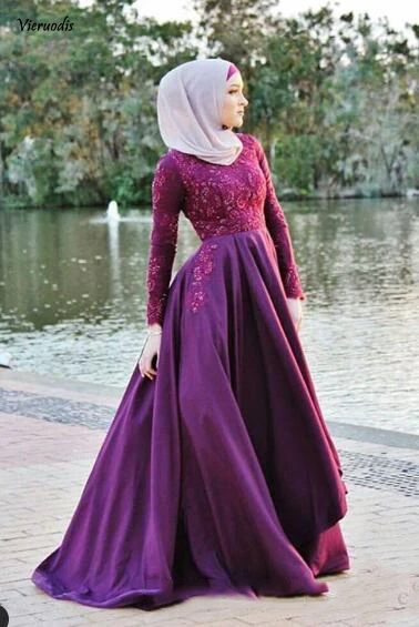 Кружевные бисерные арабские 2019 мусульманские Выпускные платья с длинным рукавом