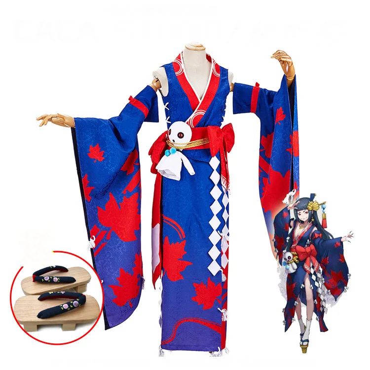 Аниме! Onmyoji Guinv Hongye роскошный принт кимоно униформа косплей костюм для женщин