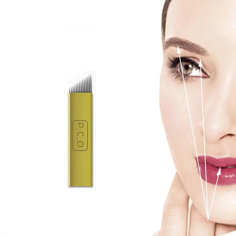 

Microblading Tattoo Needles Lip Eyebrow Eyeliner Permanent Makeup Embroidery Sterilized Disposable Tattoo Blades Tattoo Supply