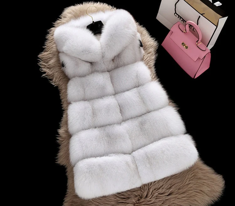 Женский жилет с искусственным мехом Uwback розовый/черный без рукавов длинным