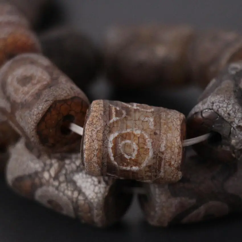 2Strands/Lot,Vintag Crack Tibetan Onxy Eyes Dzi 15x20mm Tube Cylinder Spacer Beads Wholesale,Bracelet Necklace Jewelry Making