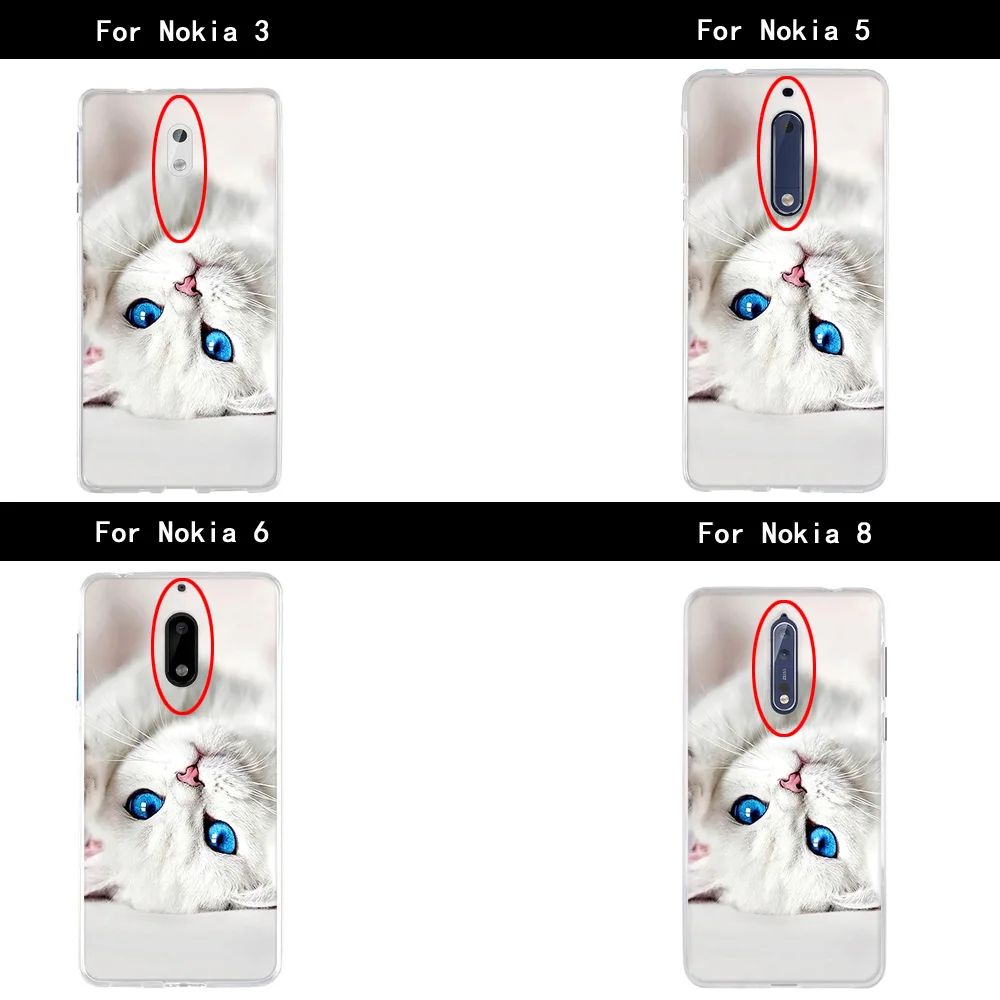 Для Nokia 5 3 6 8 чехол 3D узор для Nokia5 Nokia3 Nokia6 Nokia8 задняя крышка мягкий TPU силикон