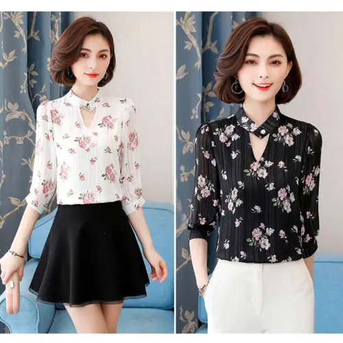 Плюс Размеры Модные женские Шифоновая блузка 2018 новые летние