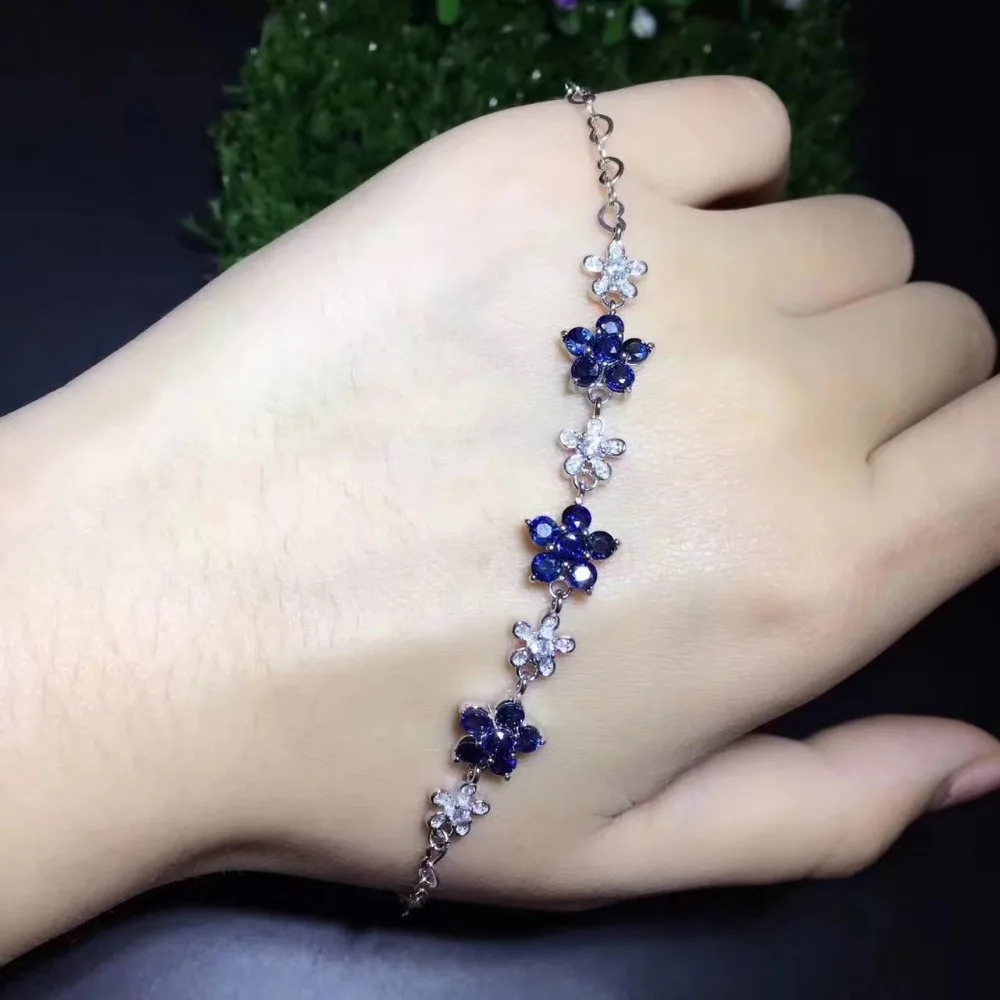 Натуральный сапфир 3 мм s925 Стерлинговое Серебро Изысканные цветы Ювелирные