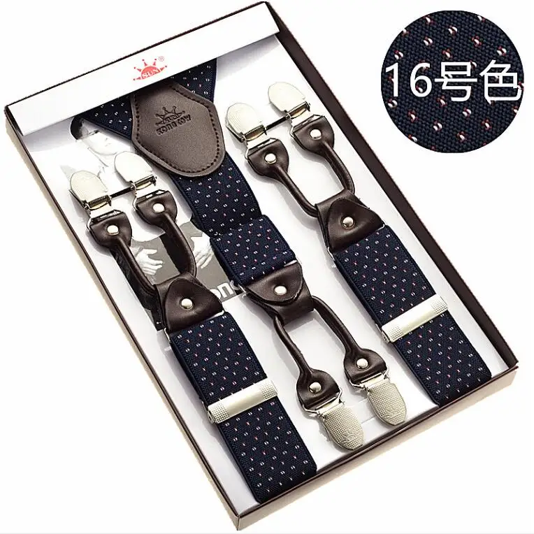 

Men suspenders Strap Trousers suspenders Tirantes Braces 3.5 CM 6 Clip Gentleman