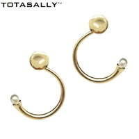 totasally fashion metal style imitation pearl stud earrings women simple geometric golden color c earrings dropshipping jewelry