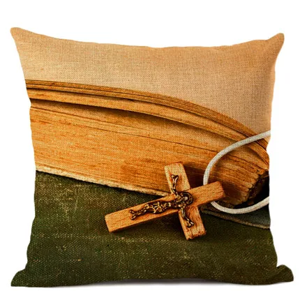 10 Art cushion cover Christian culture Bible cross Jesus pattern cotton and hemp pillow living room sofa decoration 45x45cm - Цвет: 10
