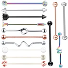 Промышленные серьги TIANCIFBYJS 14 г, штанги из нержавеющей стали, спиральный пирсинг для пупка, прямой стержень, хрящ для женщин, мужчин, 1 шт.