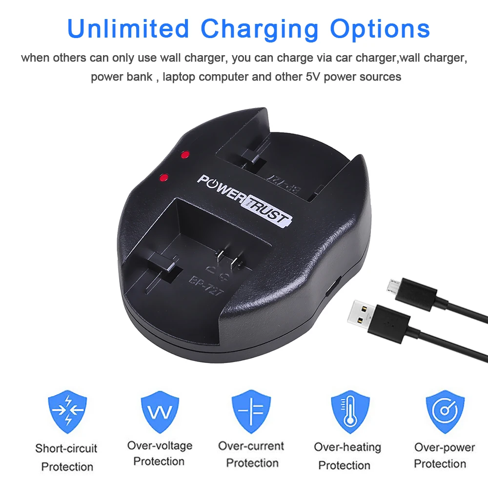 Литий-ионный аккумулятор BP718 BP 718 2X зарядное устройство с двумя USB-портами для Canon и