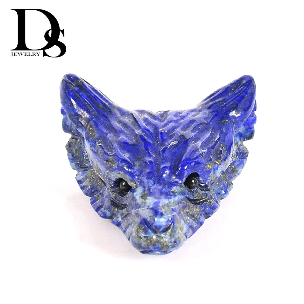 

DS 3cm Natural Lapis Lazuli Hand Carved Crystal Wolf Head Shaped Charm Crystal Gemstone Carving Reiki Healing Pendant Necklace